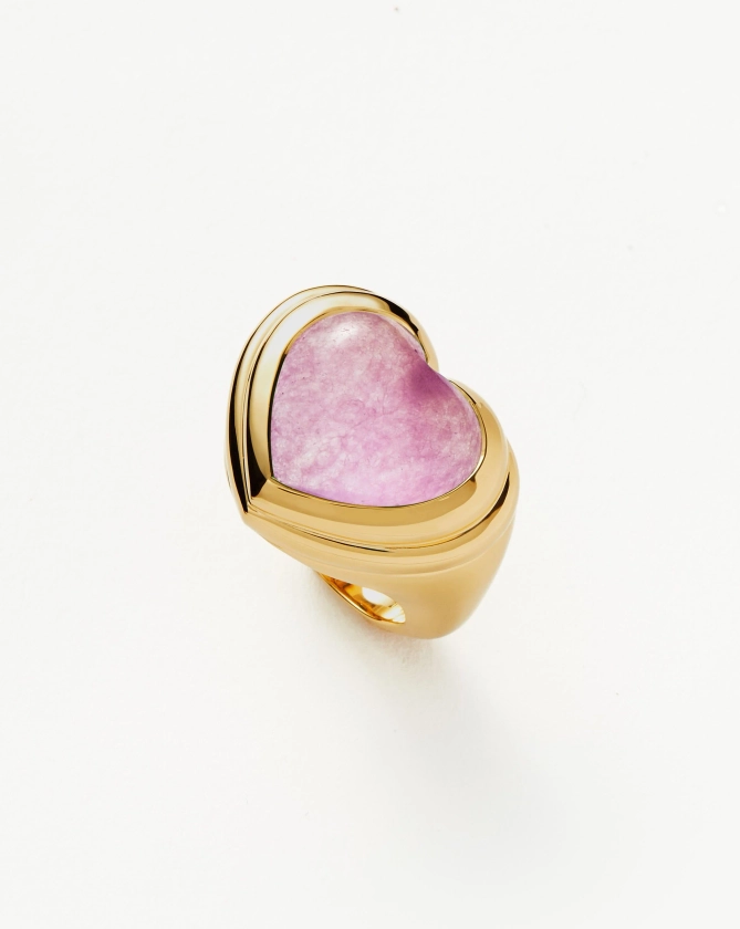 Jelly Heart Gemstone Ring | 18ct Gold Plated/Purple Quartz