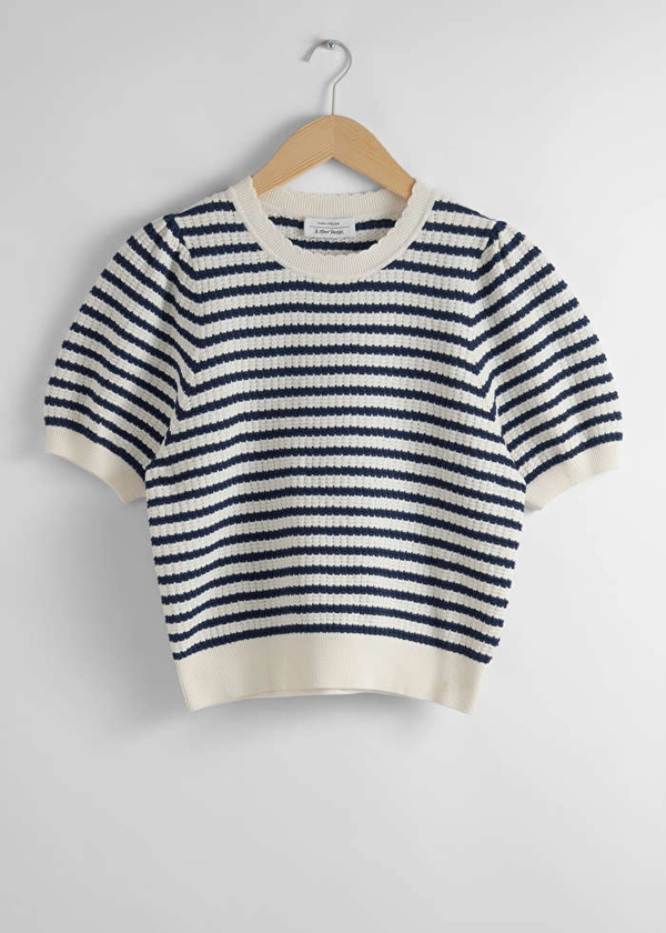 Haut festonné en maille - Rayures bleu marine/blanches - Tops & T-shirts - & Other Stories FR