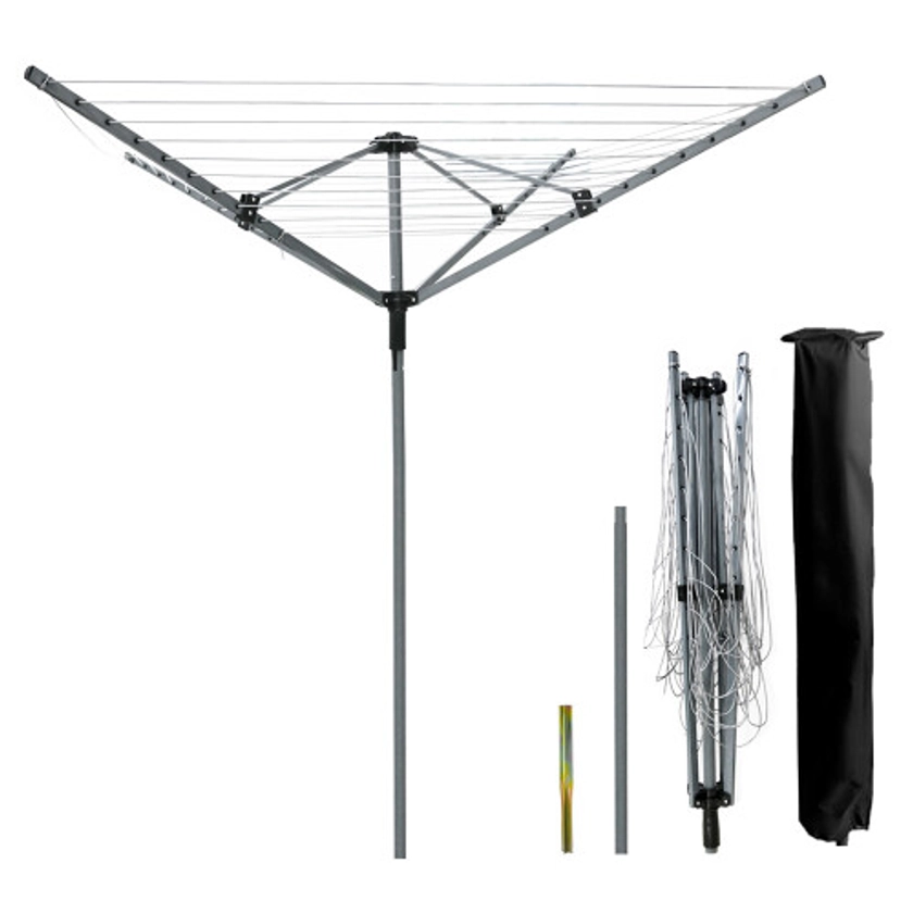 50M 4 Arm Powder Coated Rotary Clothes Airer with Ground Spike & Cover on OnBuy