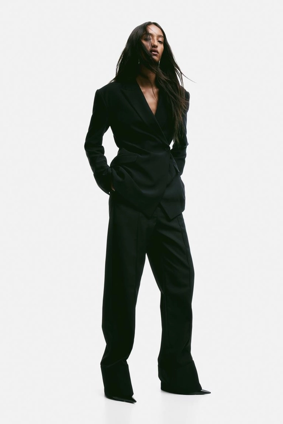 Crease-leg twill trousers - Black - Ladies | H&M MY