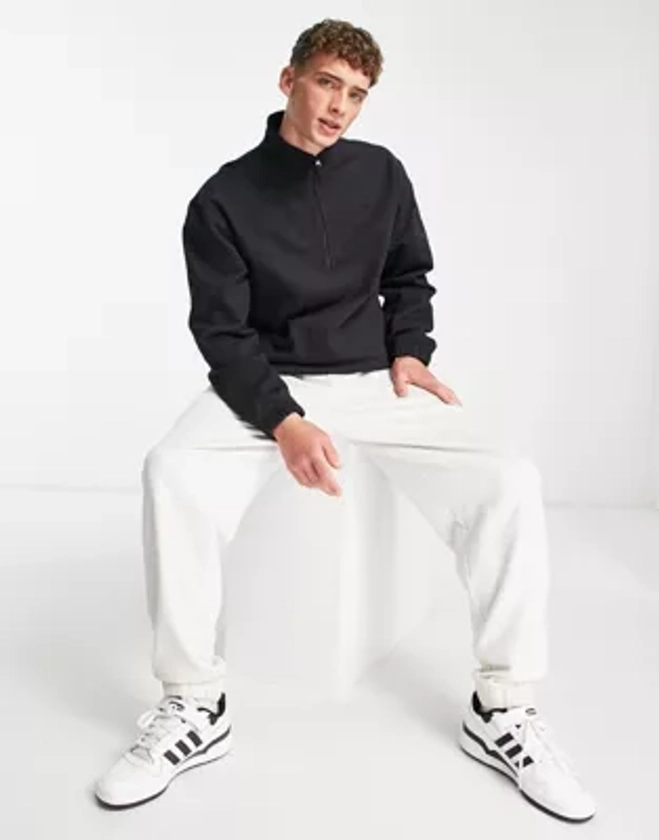 adidas Originals Adicolor Contempo half-zip fleece sweatshirt in black | ASOS
