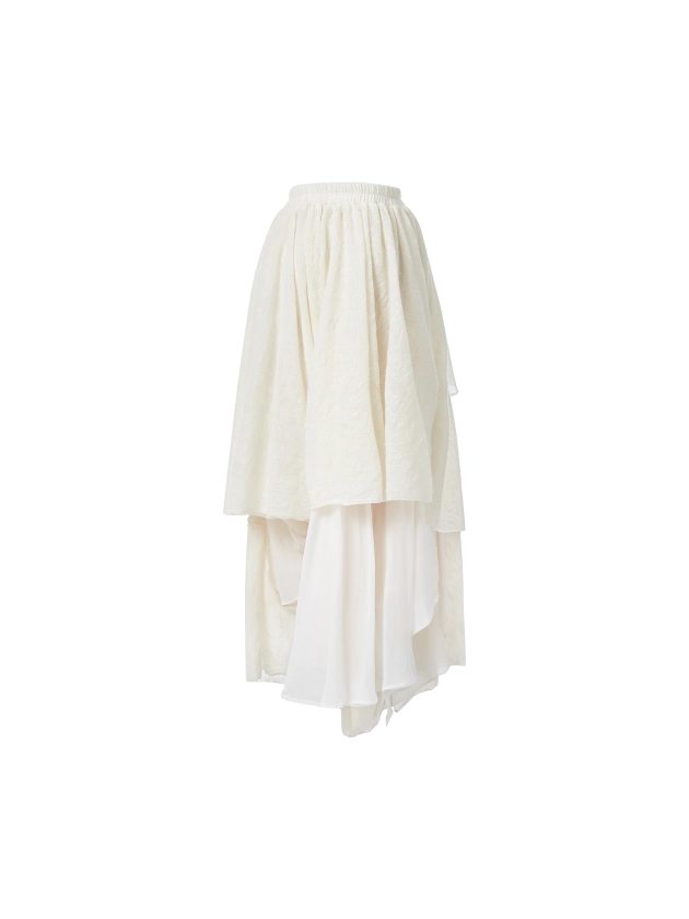 White Layered Wool Skirt