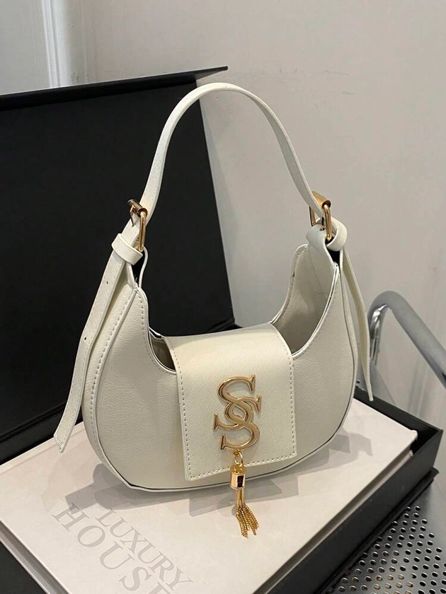 2024 Winter New Women's Personality Crossbody Bag, Casual Korean Style Crescent Bag With Fashion Chain, Simple Shoulder Bag For Women, Tready Crescent Moon Bag For Women