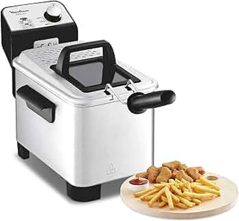 Moulinex Friteuse à huile semi-professionnelle, 3 L, Résistance immergée, Contrôle de la température, Démontable, Surveillance facile, Position d’égouttage, Easy Pro Premium AM338070