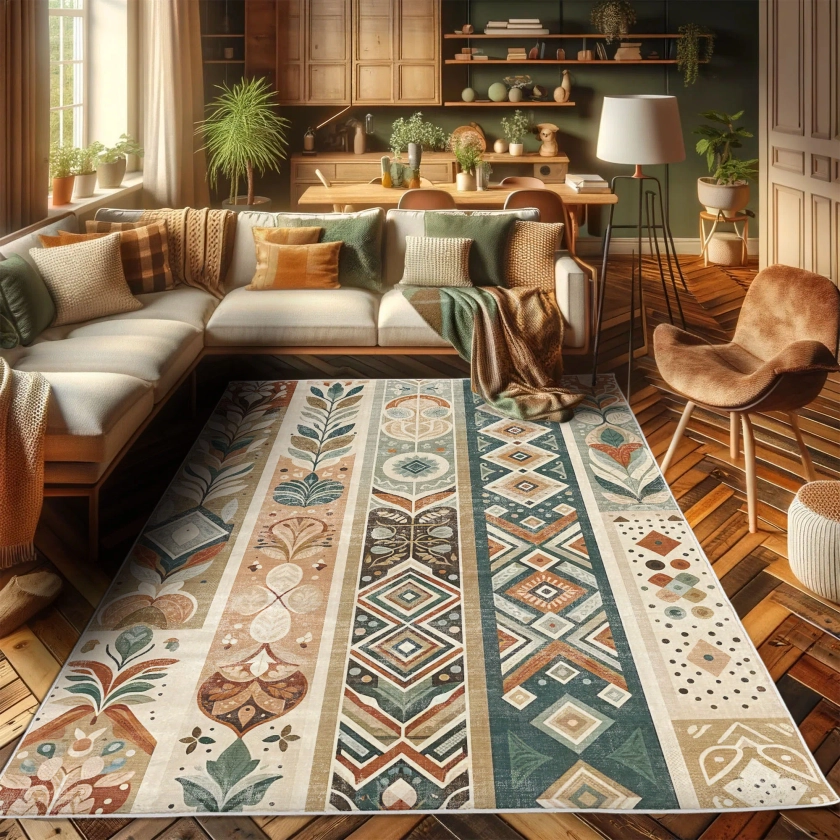 Ambesonne Southwestern High Density Long Fiber Poly Threads Decorative Area Rug Carpet