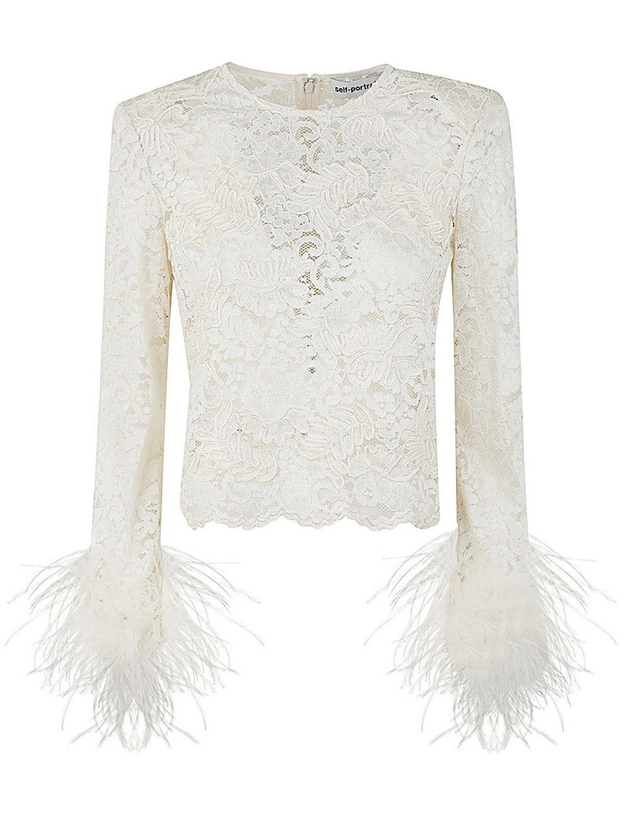 Self-Portrait Lace-Detailed Long-Sleeved Top