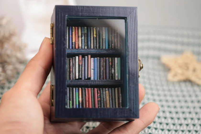 Vintage Pocket Edition Anxiety Bookcase, Customizable Mini Bookshelf, Personalized Mental Health Gift