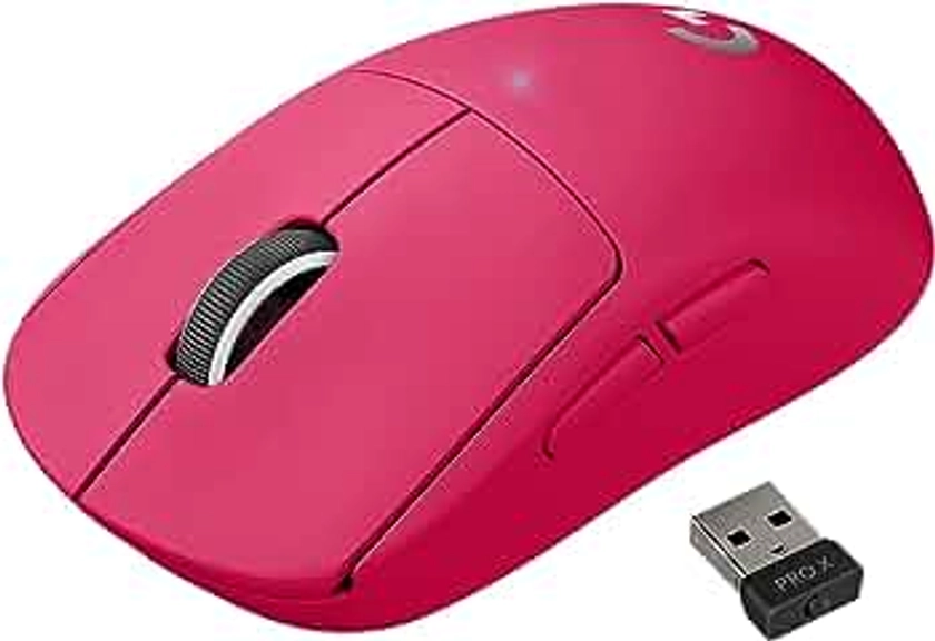Logitech G PRO X SUPERLIGHT Wireless Gaming Mouse, Ultra-Lightweight, HERO 25K Sensor, 25,600 DPI, 5 Programmable Buttons, Long Battery Life, Compatible with PC / Mac - Magenta