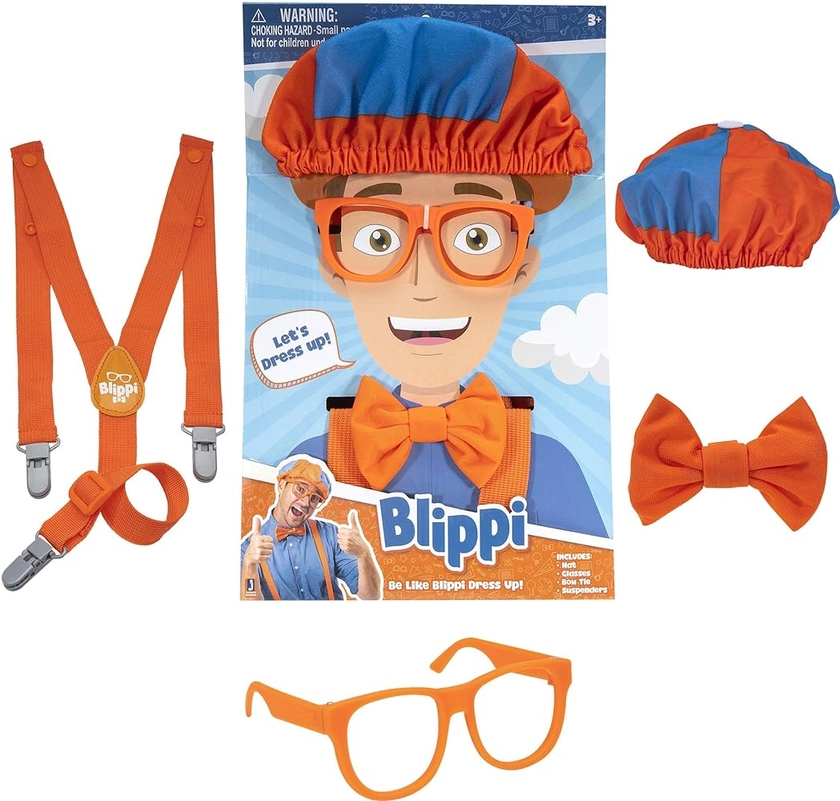 Blippi Dress Up Roleplay Set with Bow Tie, Suspenders, Hats, Glasses - For Toddlers