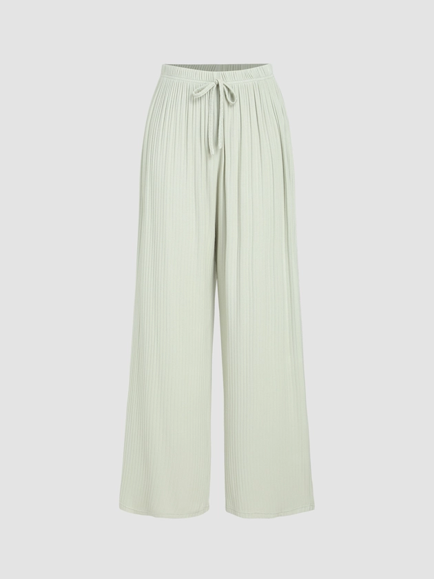 Solid Knotted Wide Leg Lounge Pants