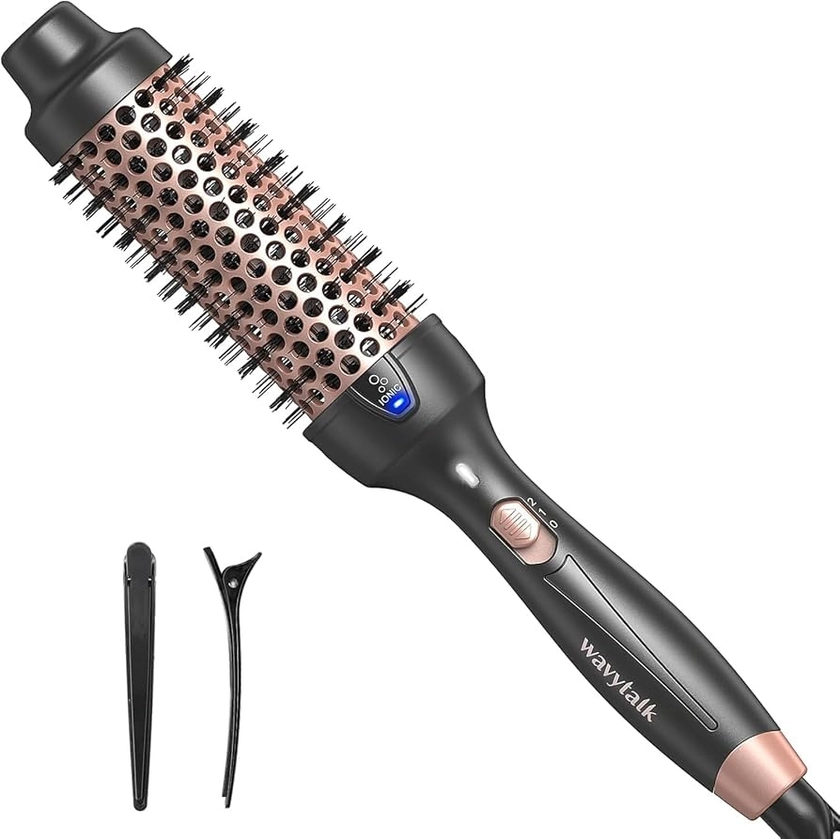 Wavytalk Thermal Brush Brosse Thermique de 38mm, Brosse Bouclante Ionique Chauffante pour Créer des Boucles Naturelles, Fonction Double Tension pour un Style Soufflé.