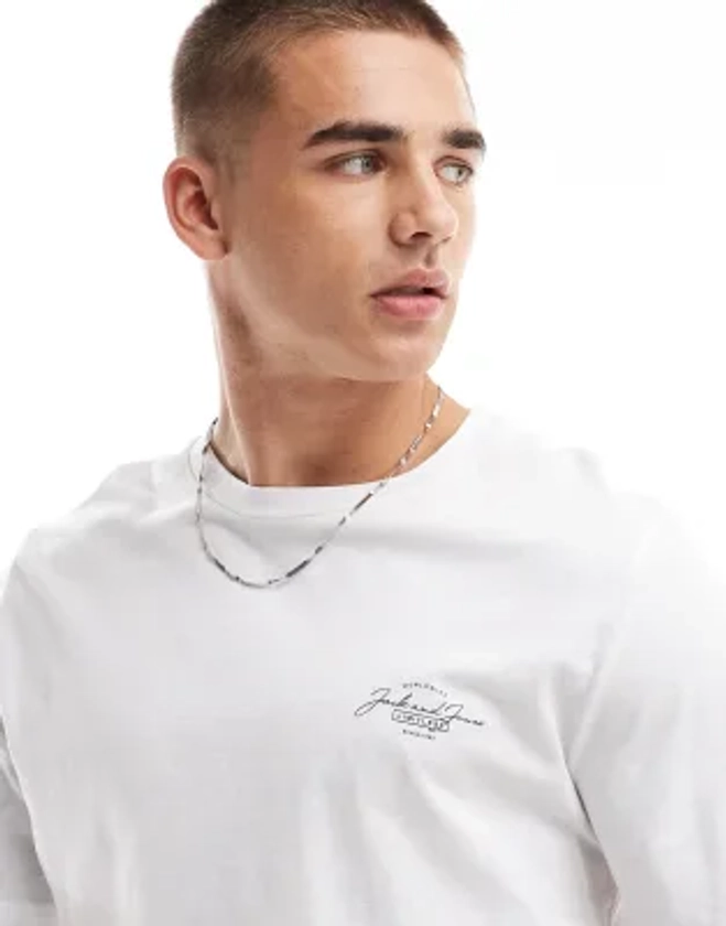 Jack & Jones script logo t-shirt in white | ASOS