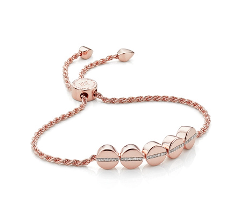 Linear Bead Diamond Row Friendship Chain Bracelet | Monica Vinader