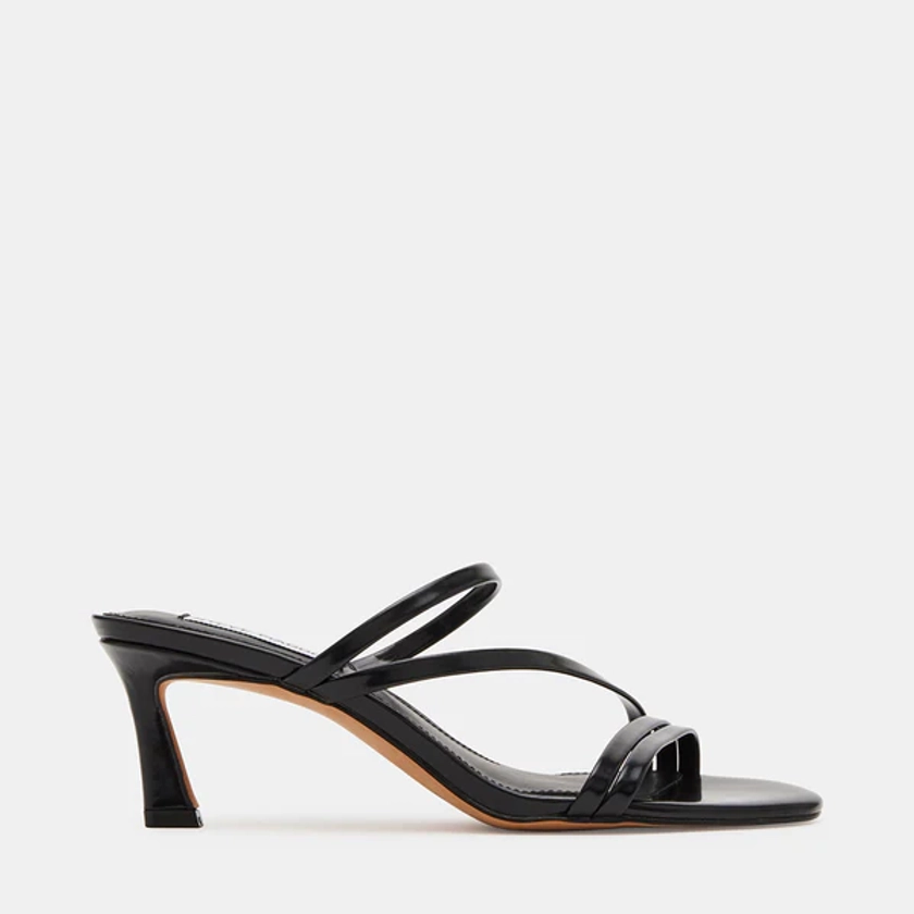 LAMORA Black Leather Kitten Heel Sandals | Women's Designer Shoes – Steve Madden Canada