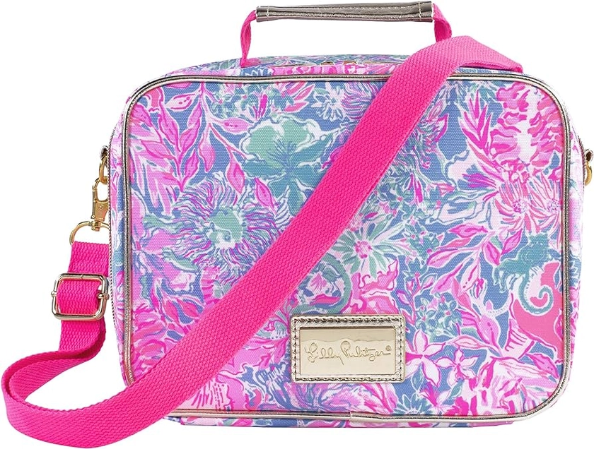 Lilly Pulitzer Thermal Insulated Lunch Bag with Adjustable/Removable Shoulder Strap, Viva La Lilly