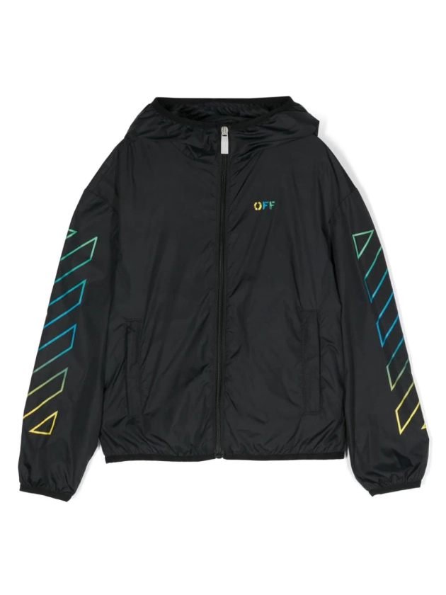 Arrows-motif hooded bomber jacket