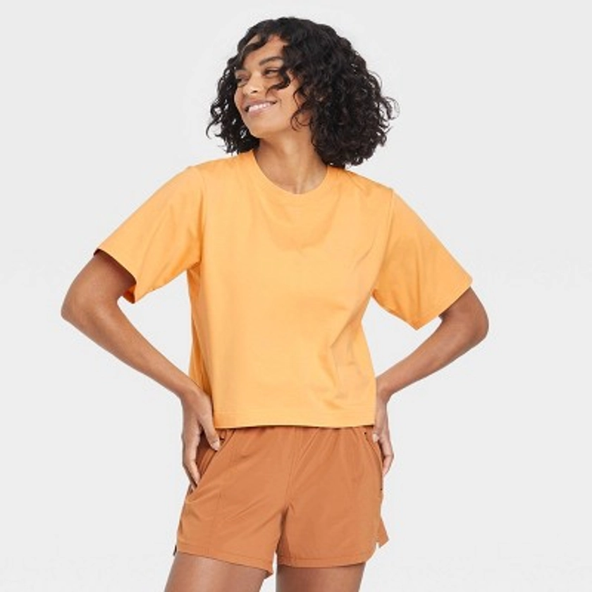 Women&#39;s Supima Cotton Short Sleeve Top - All in Motion&#8482; Peach Orange M
