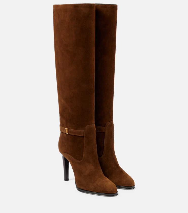 Bottes Diane 100 en daim en marron – Saint Laurent | Mytheresa