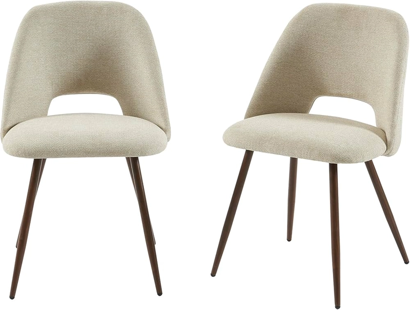 BAÏTA Lot de 2 chaises Elisabeth Tissu Beige Pieds Effet chêne : Amazon.fr: Cuisine et Maison