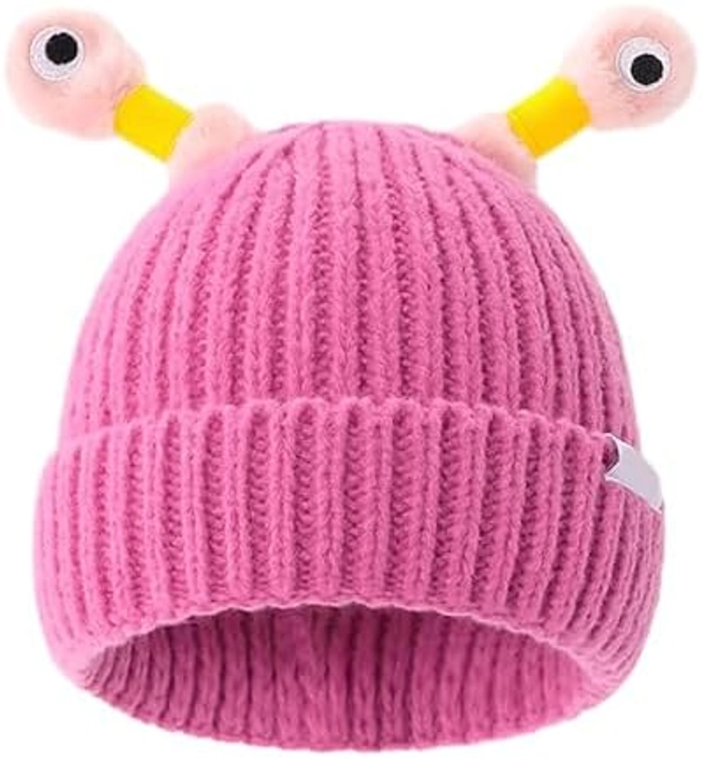 FYKEY Cute and Funny Knitted Beanie, Cartoon Glowing Little Monster Knit Hat with Eyes, Retractable Tentacles Beanie