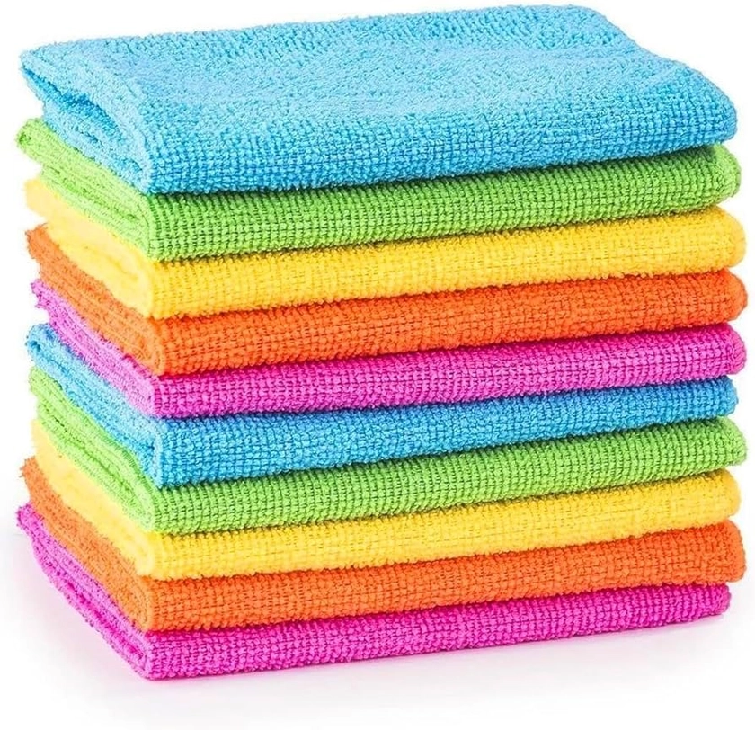 MTS Pack of 10 Microfibre Cleaning Cloths Dusters Car Bathroom Polish Towels, Size 30 x 30 cm, Multi-colour : Amazon.co.uk: Home & Kitchen