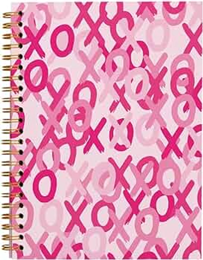 Hot Pink XOXO Preppy Notebook Journal,Preppy Trendy Hardcover Spiral Notebook 5.5x8.3,Preppy Stuff,Preppy Gifts for Teen Girls