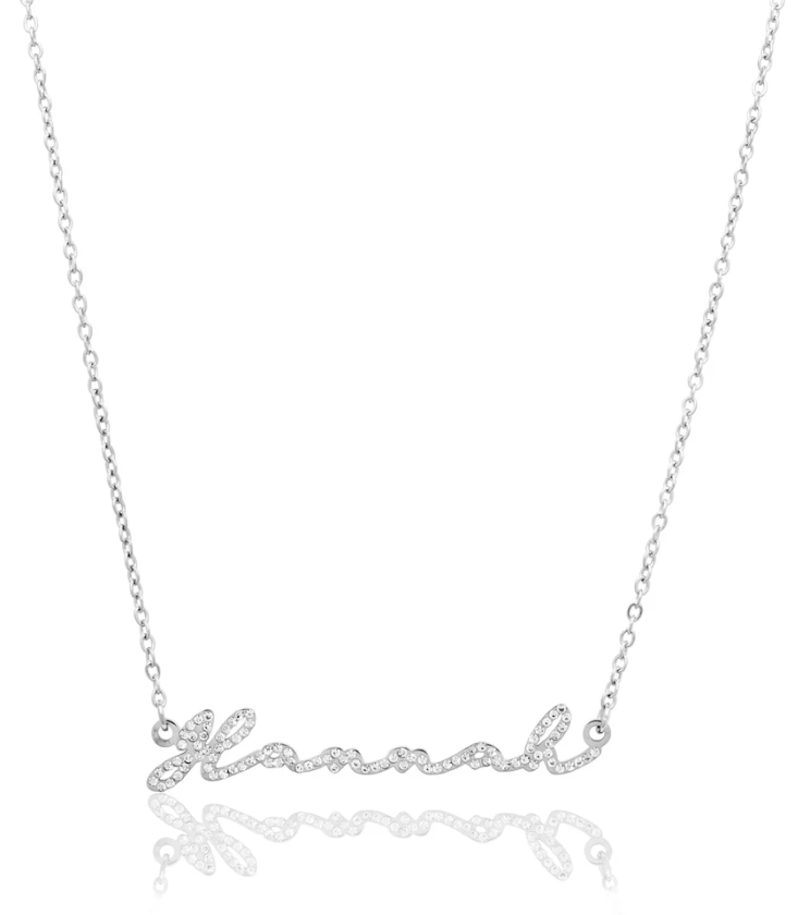 Abbott lyon Crystal Signature Name Necklace 