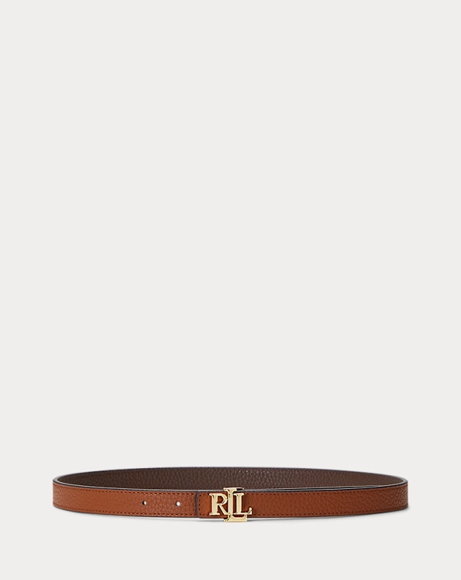 Ceinture fine réversible à logo en cuir pour femme | Ralph Lauren® BE