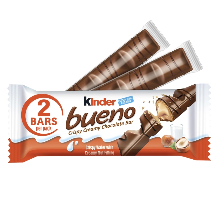 Kinder Bueno Milk Chocolate And Hazelnut Cream, Individually Wrapped, 1.5 oz, 2 Bars - Walmart.com