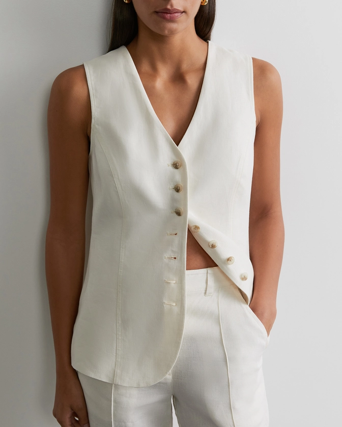 Kayla Linen Vest in Milk | JAG