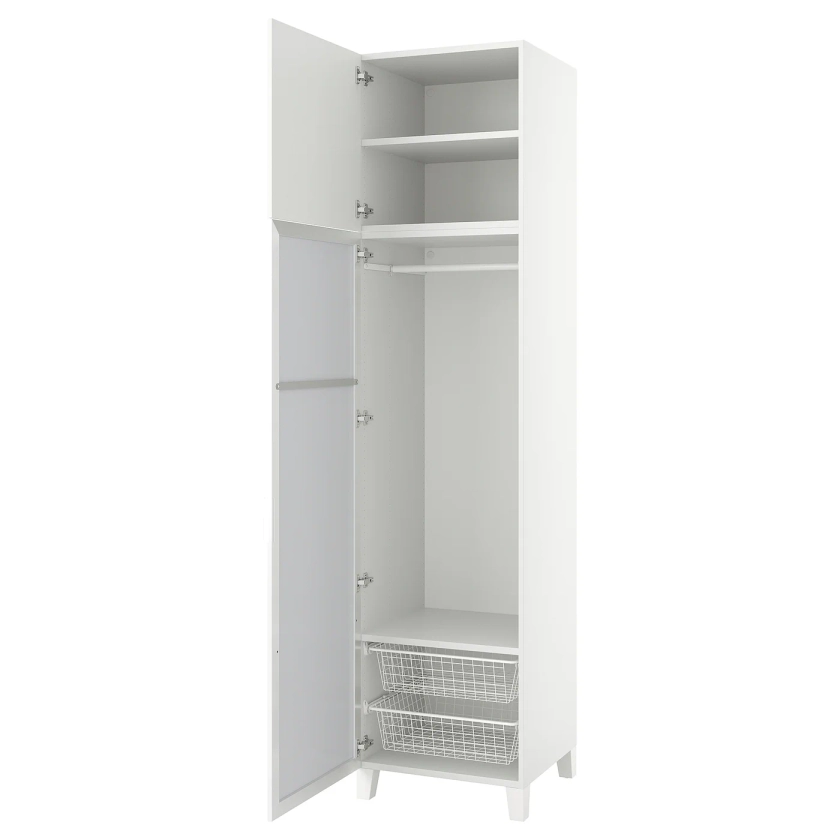 PLATSA wardrobe with 2 doors, white STRAUMEN mirror glass /FONNES white, 60x57x251 cm - IKEA