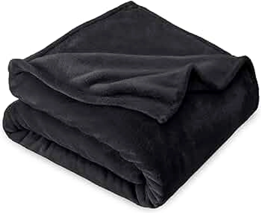 Bare Home Fleece Blanket - Twin/Twin Extra Long Blanket - Black - Lightweight Blanket for Bed, Sofa, Couch, Camping, and Travel - Microplush - Ultra Soft Warm Blanket (Twin/Twin XL, Black)