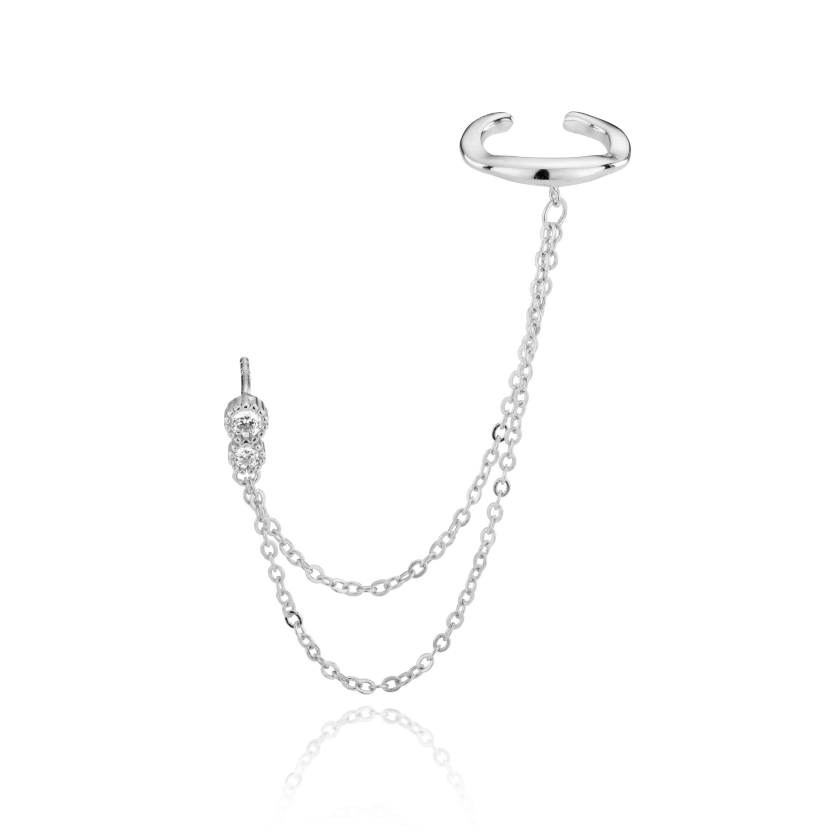 Siren Double Chain Cuff Earring - Silver