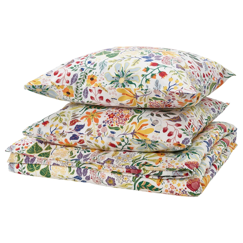 STRANDLUMMER Housse de couette et 2 taies - multicolore/motif floral 240x220/65x65 cm