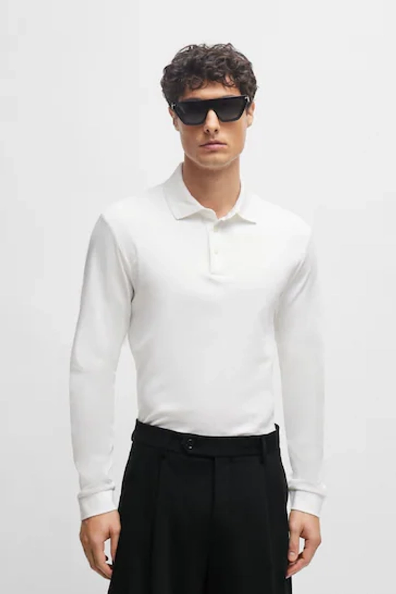 Buy BOSS White Embroidered Logo Polo Shirt In Interlock Cotton from the Next UK online shop