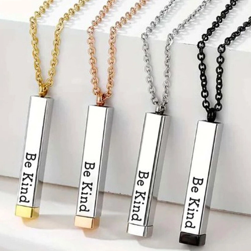 Be Kind of A Bitch-Hidden Message Necklace,3D-Engraving Vertical Bar Necklace DM