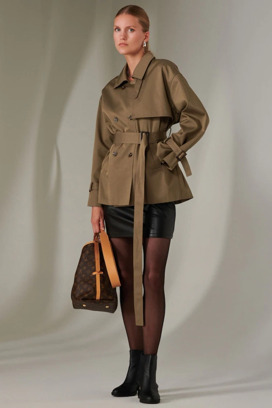 Buy Jolie Moi Green Mini Cropped Trench Coat from the Next UK online shop