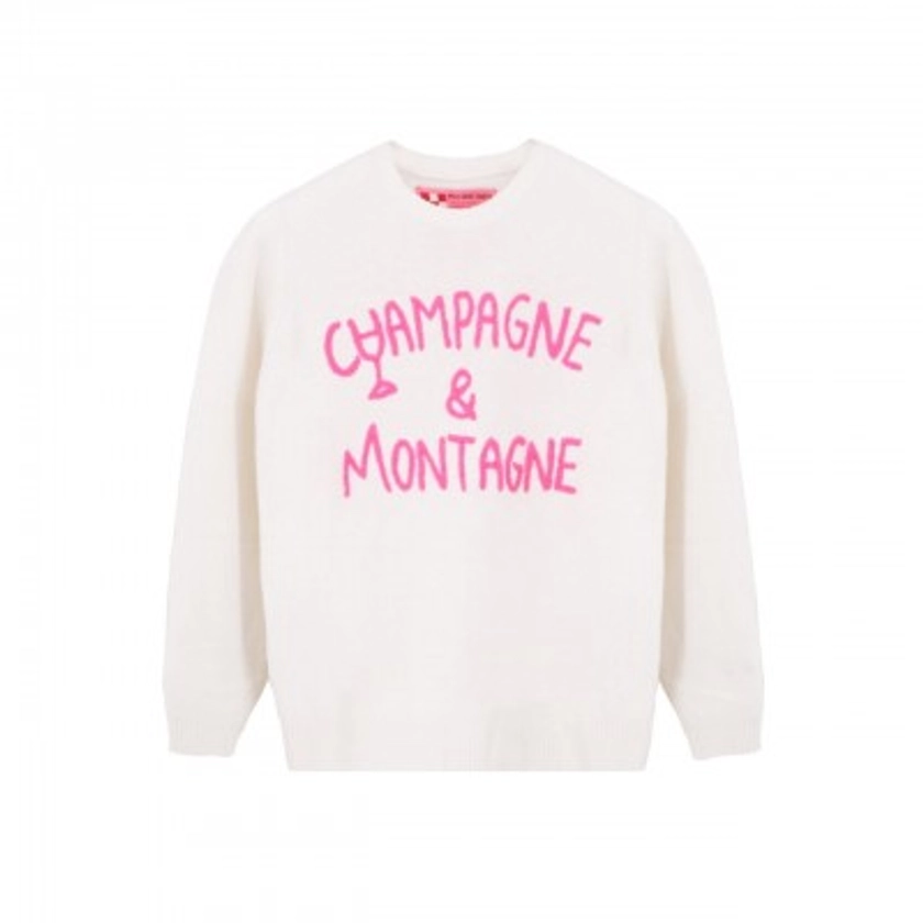 Round Neck Sweater Champagne & Montagne, White