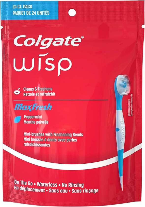 Colgate Wisp Portable Mini-Brush Optic White, Coolmint, 24 Count