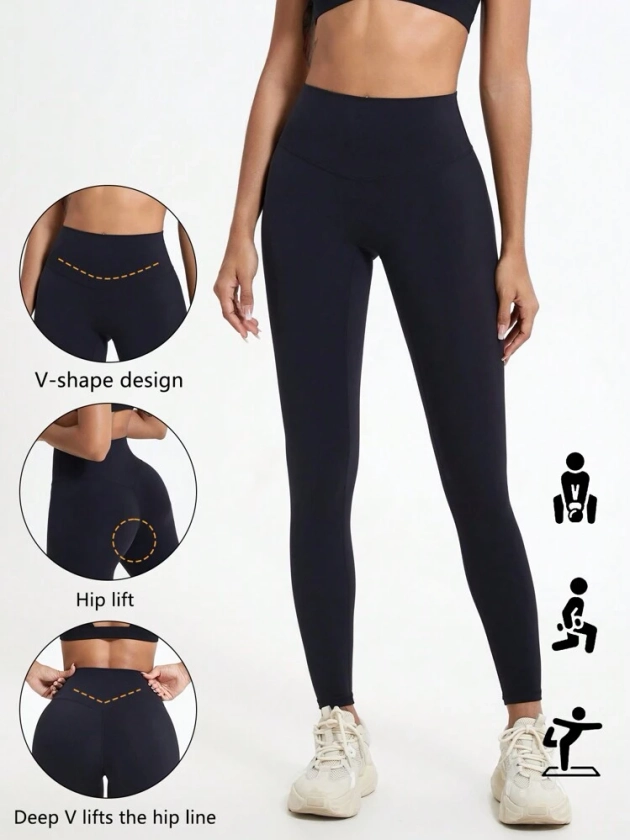 1 Piece High Waisted Hip Lifting Yoga Bottom Pants Breathable Nude Outdoor Pants Gym Running Training Legging | SHEIN USA