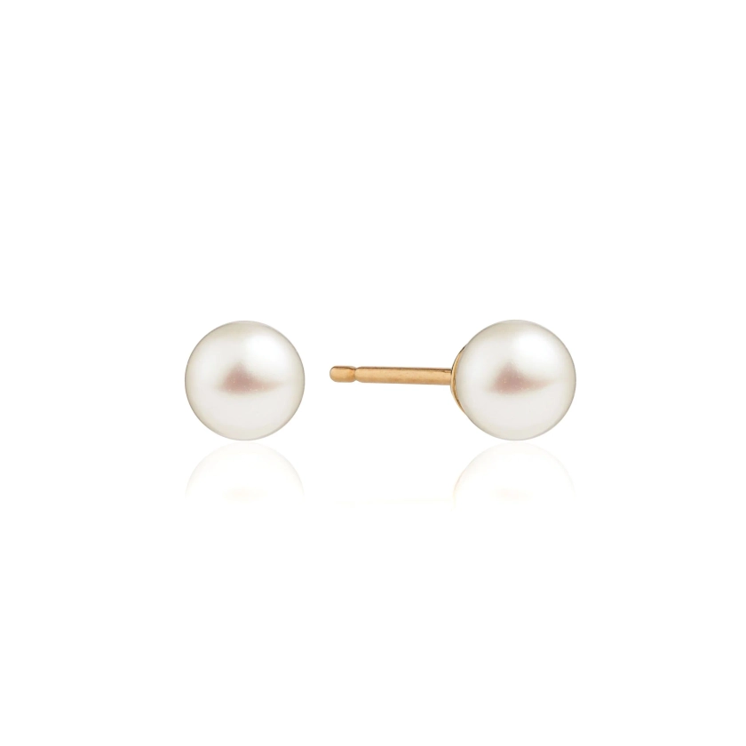 Solid Gold Single Pearl Stud Earring