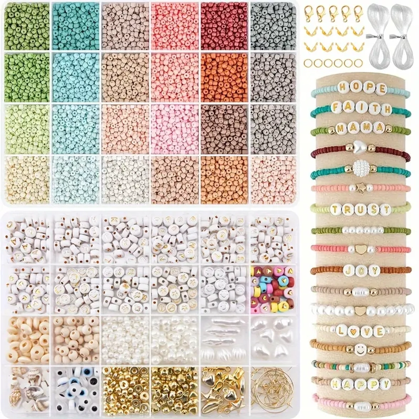 5800pcs Glass Seed Beads Jewelry Making Kit - 3mm Assorted Morandi Colors with Spacer Beads Variety Pack for DIY Bracelets, Necklaces and Crafting Acc