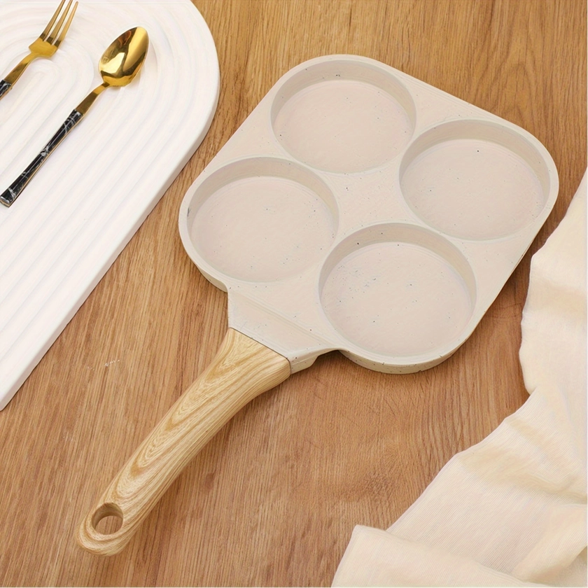 1pc Egg Pan Omelette Pan, 4 Cups Non-Stick Egg Frying Pan, Pancake Pan, Healthy Granite Egg Pan For Breakfast, Suitable For Gas Stoves And Induction Cookware