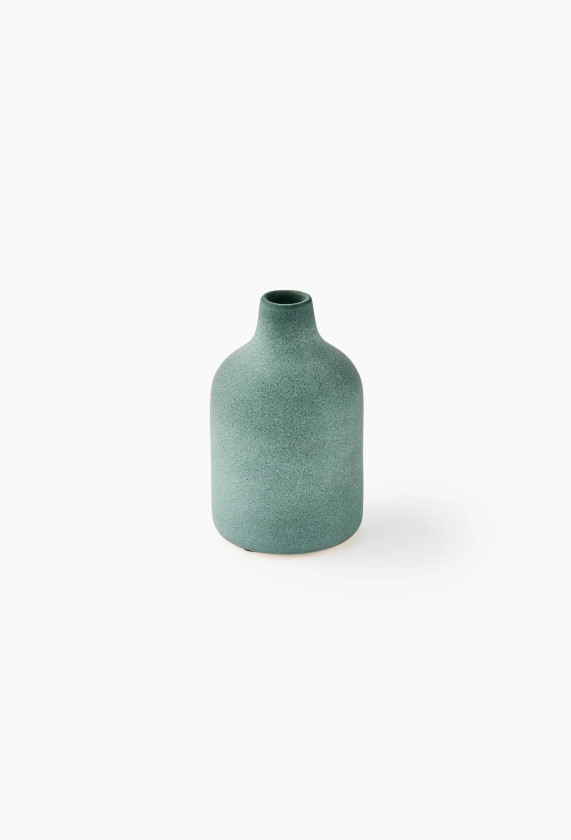 Vase droit bouteille, D9x9xH15, faïence VERT Monoprix Maison