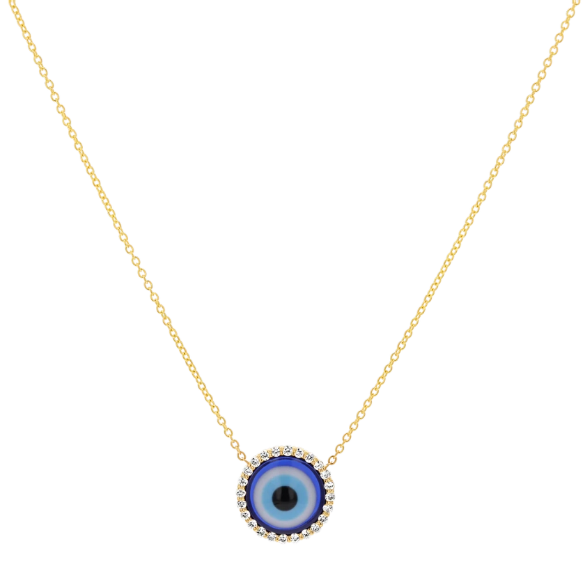 Round Diamond Evil Eye Necklace