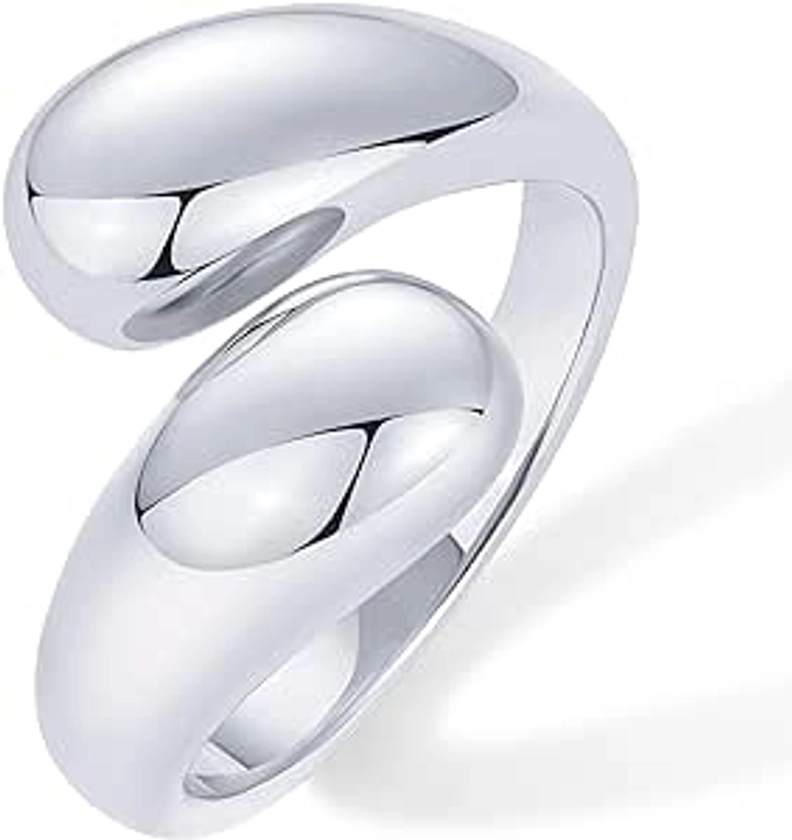 Amazon.com: PAVOI Rhodium Plated Chunky Open Twist Stackable Rings for Women | Bold Crossover Statement Ring Band | Size 7: Clothing, Shoes & Jewelry