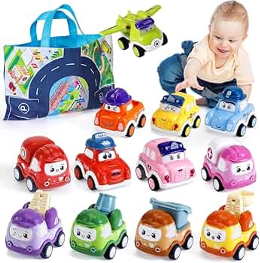 SYHLN Toys for 1 Year Old Boys Gifts,12 Pcs Baby Boy Car Toys 12-18 Months Pull Back Cars, Easter Gift for Childrens Toddler Toys 1-2 Years,1st Birthday Gift for Girls