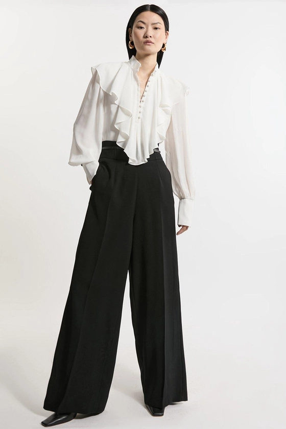 Soft Tailored Wide Leg Tailored Trouser | Karen Millen