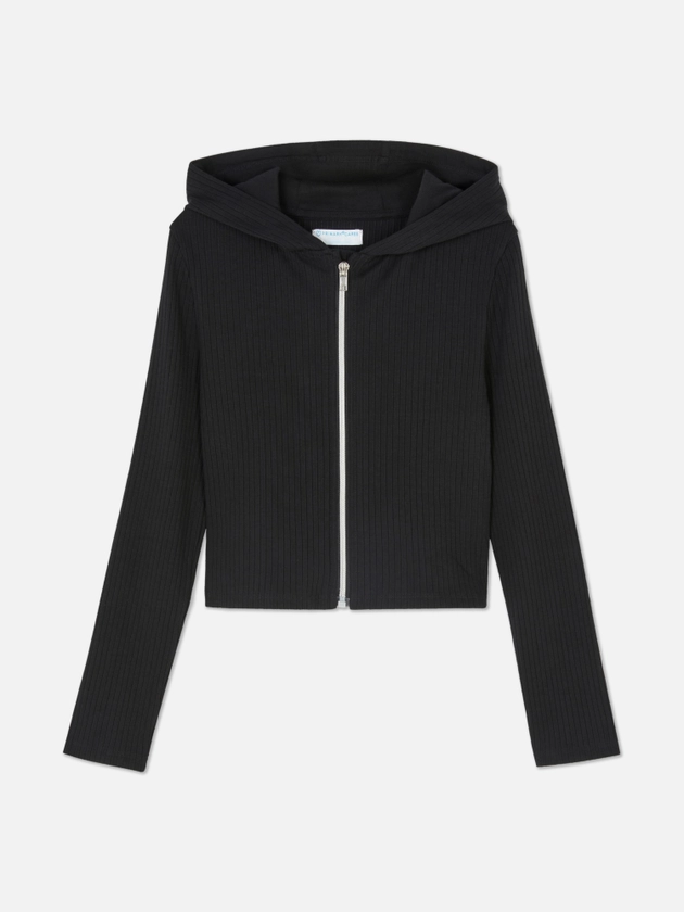 Ribbed Zip-Up Hoodie