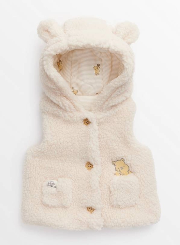 Winnie The Pooh Cream Borg Gilet 9-12 months